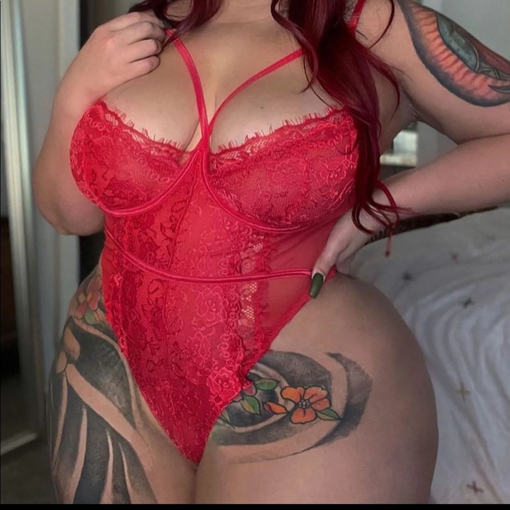 Red lace body suit